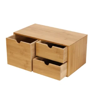 organisateur de bureau en bambou, mini tiroir de bureau en bambou, boîte de rangement pour bureau et maison, aucun assemblage requis